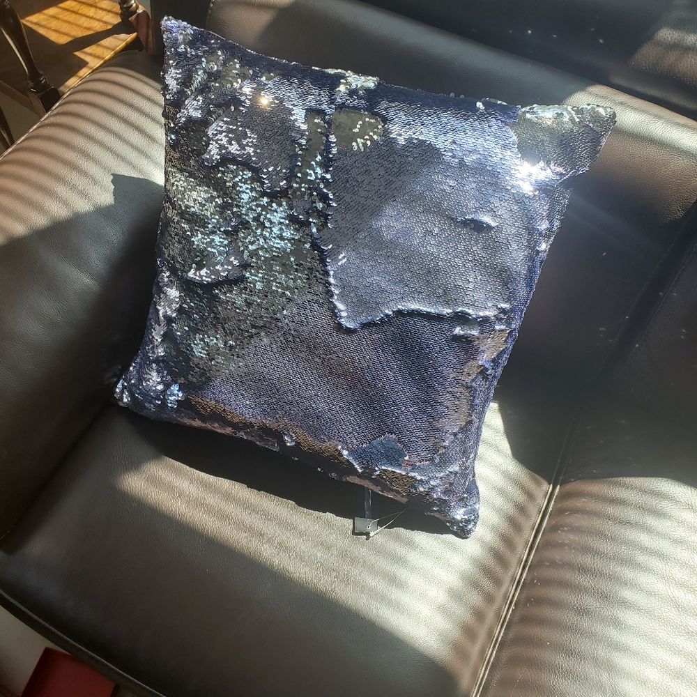NWT Purple Mermaid Sequin Feather Pillow